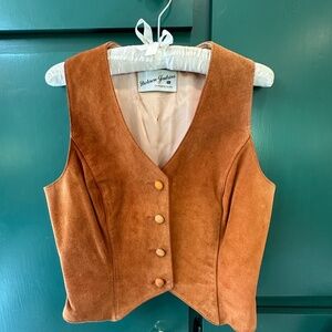 Vintage Suede Leather Button front Vest